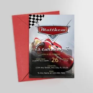 Custom Cars Disney Birthday Invitation