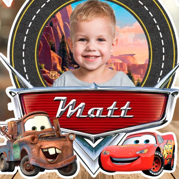 Disney Cars Custom Design with Photo | Lightning McQueen Birthday Decoration - Image 8