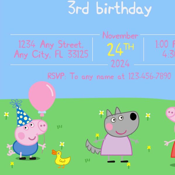 Peppa Pig Birthday Invitation | Digital Download - Image 5