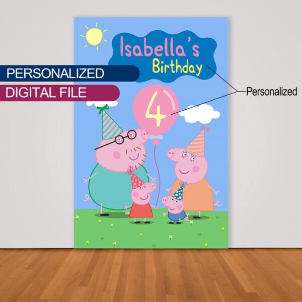 Personalized Peppa Pig Backdrop | Digital Download