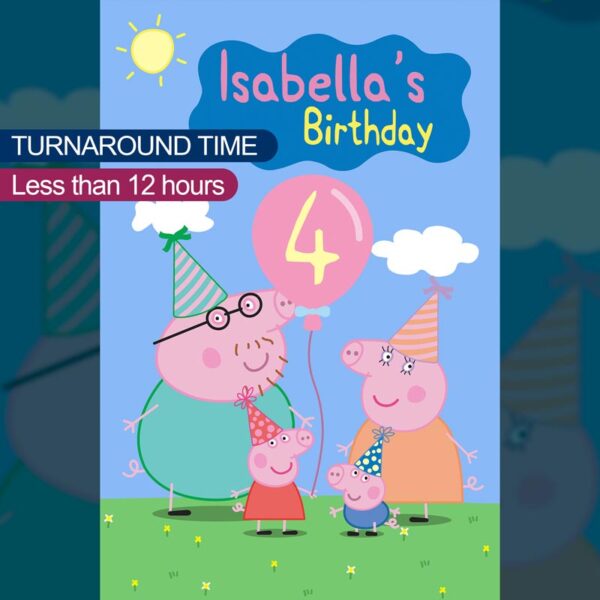 Personalized Peppa Pig Backdrop | Digital Download - Image 3