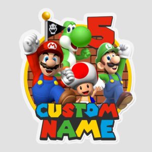 Personalized Super Mario Cake Topper with Mario & Luigi