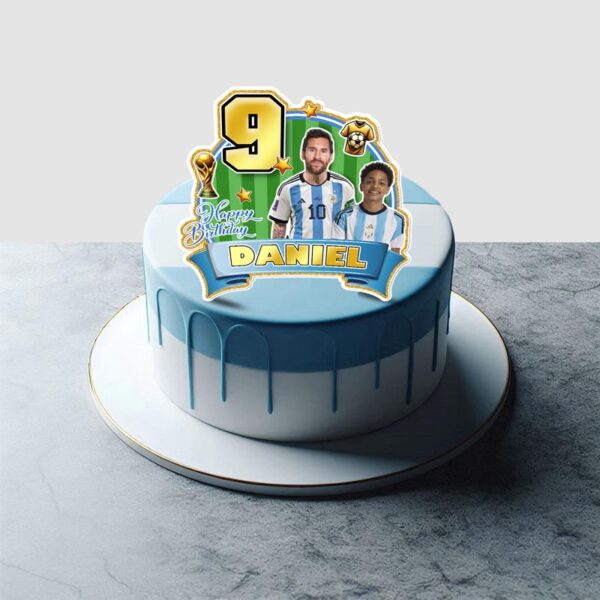 Personalized Messi Birthday Cake Topper with Child's Photo