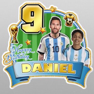 Custom Messi Cake Topper with Photo and Name