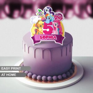 Personalized My Little Pony Cake Topper - Custom Name and Age Cake Topper