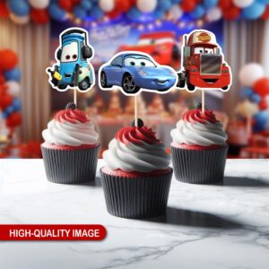 Lightning McQueen Cupcake Topper for DIY Printing