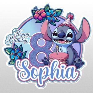 Custom Stitch Cake Topper Printable with Child's Name and Age