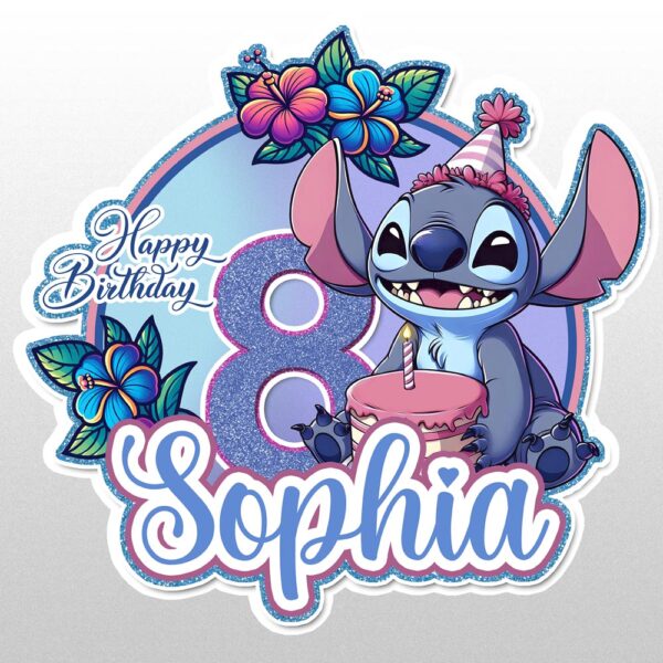 Custom Stitch Cake Topper Printable with Child's Name and Age