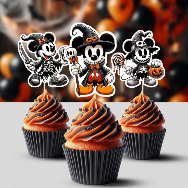 Mickey Mouse in Halloween costumes cupcake toppers