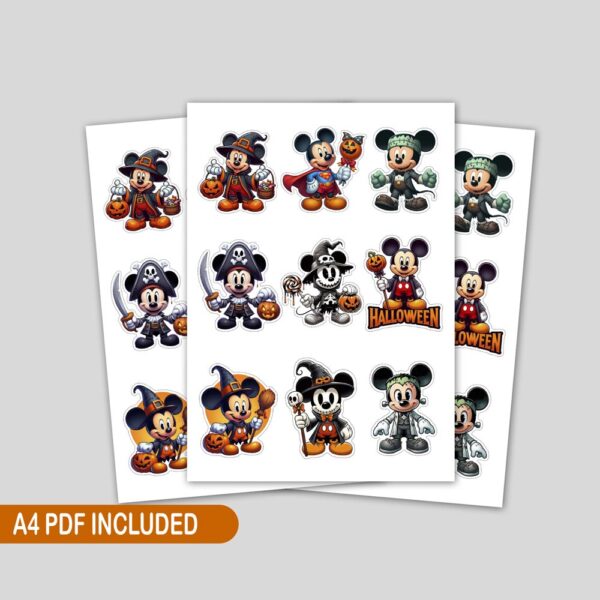 A4 PDF Mickey Mouse Halloween toppers