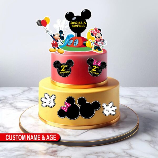 Mickey Mouse Cake Topper PDF – Customizable Name & Age