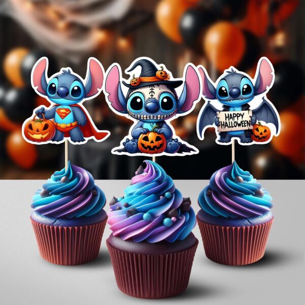 Printable Halloween Stitch cupcake toppers