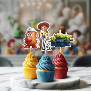 Printable Toy Story Cupcake Toppers with white border and cutting line