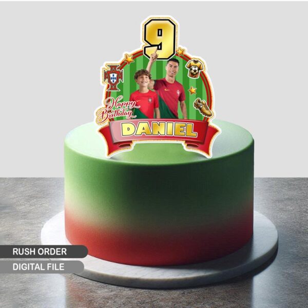 Personalized Cristiano Ronaldo Cake Topper Design for Soccer Birthday Party