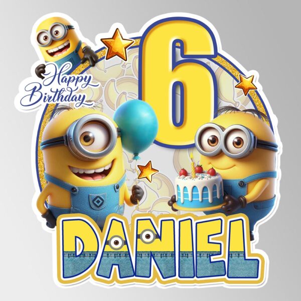 Custom Minions Printable Cake Topper with Child's Name and Age