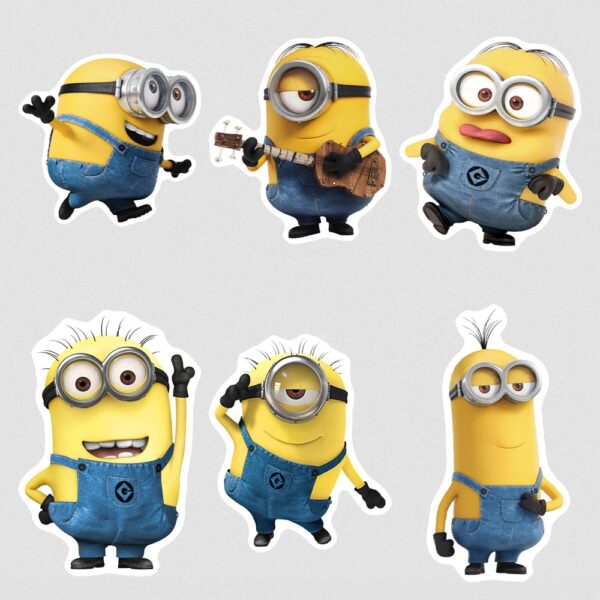 6 different Minions designs for cupcake toppers, instant download