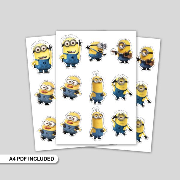 Minions-themed party decorations, printable cupcake toppers