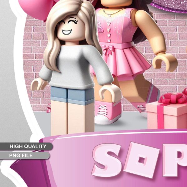 High-Resolution Roblox Cake Topper Printable in Pink