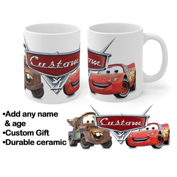 Personalized Disney Cars Mug with Lightning McQueen and Tow Mater