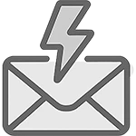 Instant digital delivery icon with lightning bolt and email envelope for fast access to party printables