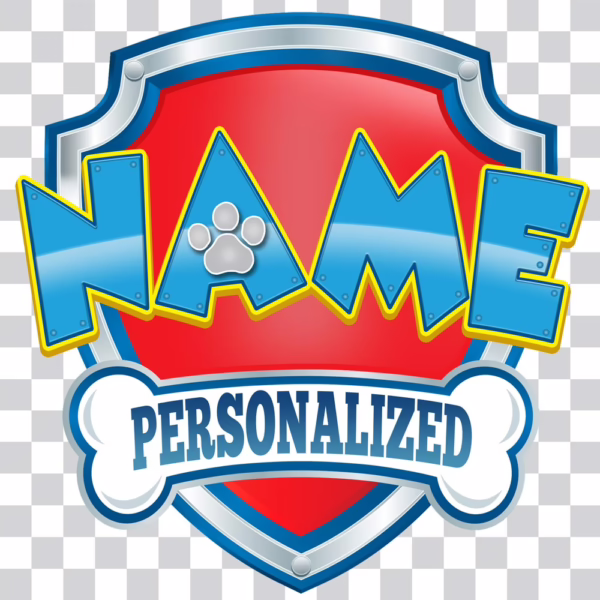 Paw Patrol PNG design with custom bone text