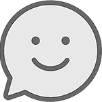 Customer support icon with chat bubble and smile representing personalized service for digital downloads